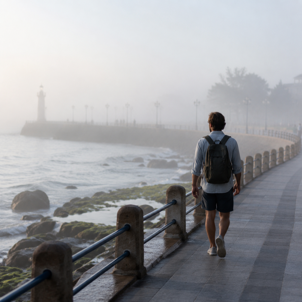 青岛海边的雾气，让我把拍照计划改成了散步计划 | Sea Fog in Qingdao Turned My Photo Plan into a Walking Plan