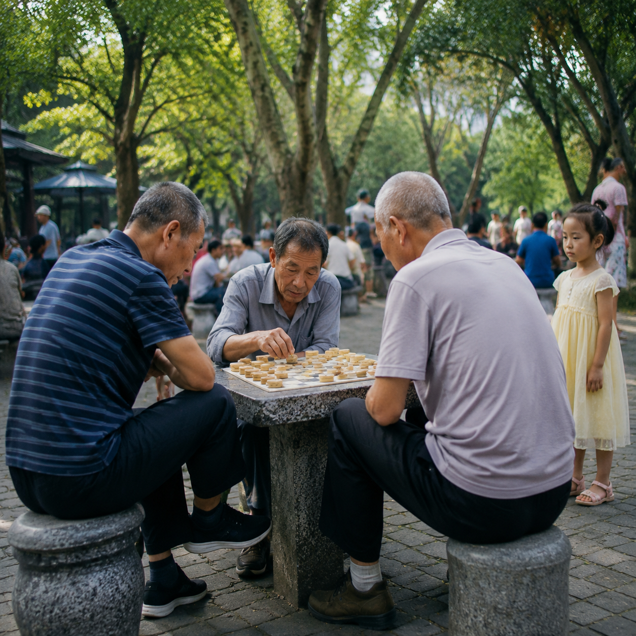在成都公园里，孩子跟下棋爷爷聊了二十分钟 | My Child Spent Twenty Minutes Talking with Elder Chess Players in a Chengdu Park