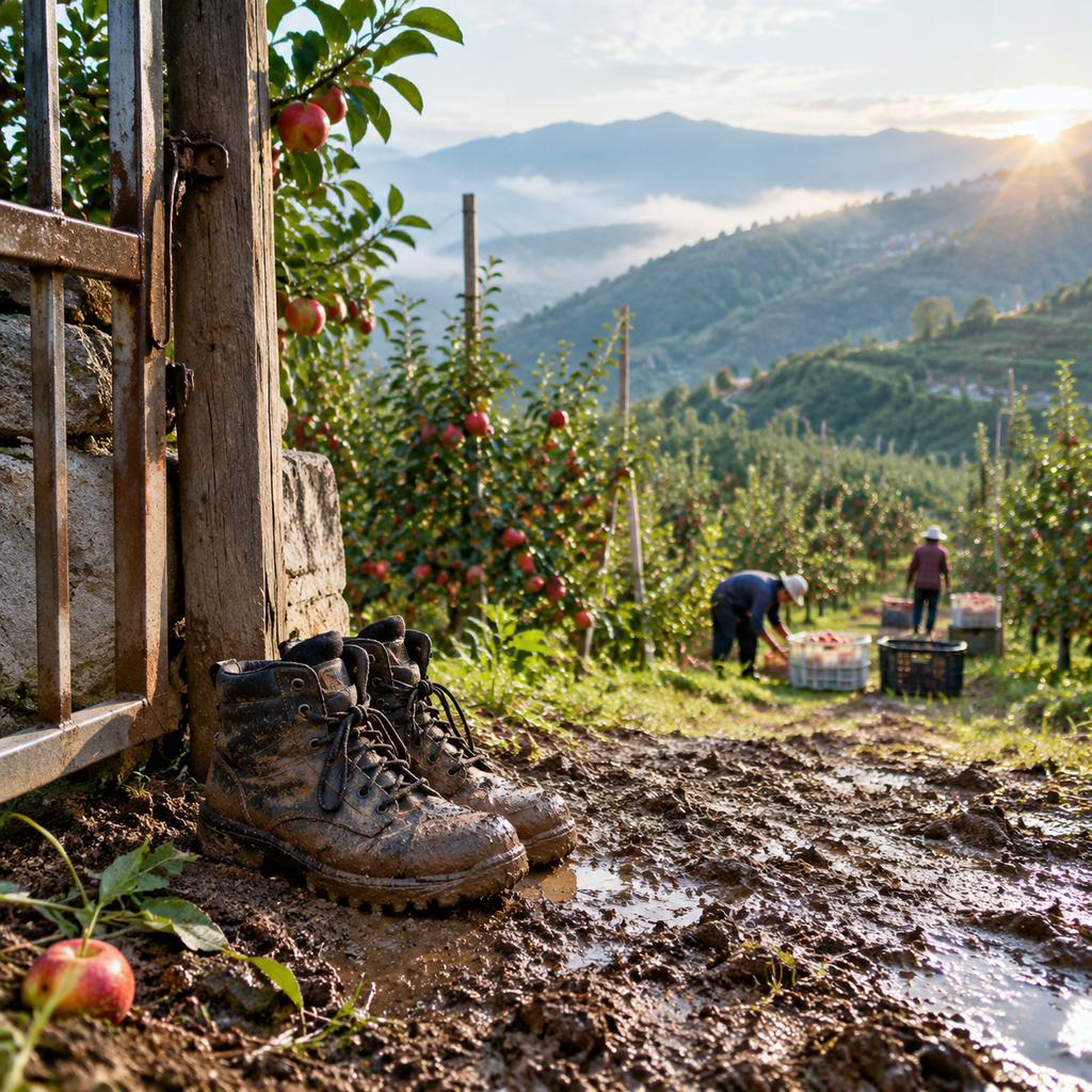 苹果园门口那双沾泥的鞋,让我走进昭通的劳动节奏 | Muddy Shoes at an Apple Orchard Led Me into Zhaotong’s Work Rhythm