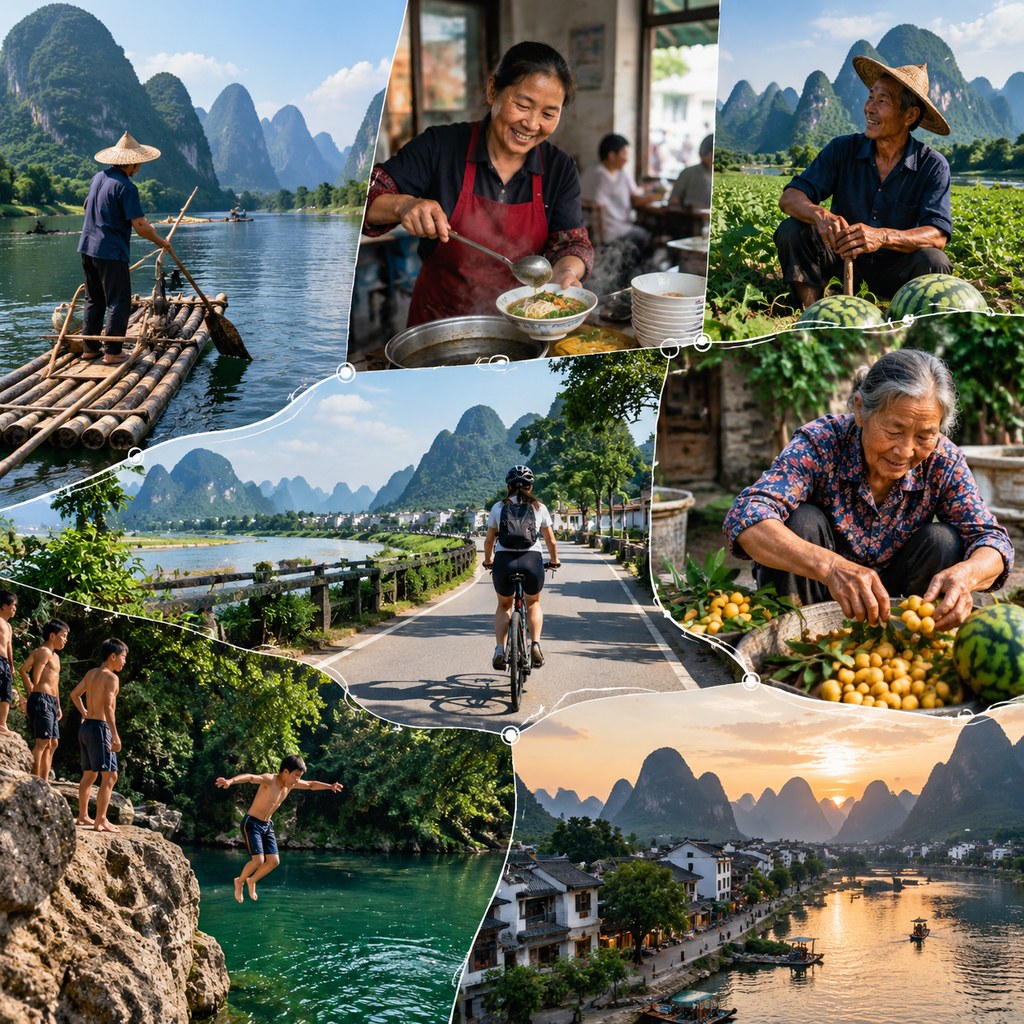 从桂林到阳朔,我把竹筏、渡口和骑行接成了一条线 | From Guilin to Yangshuo, I Linked a Raft, a Ferry, and a Bike into One Line