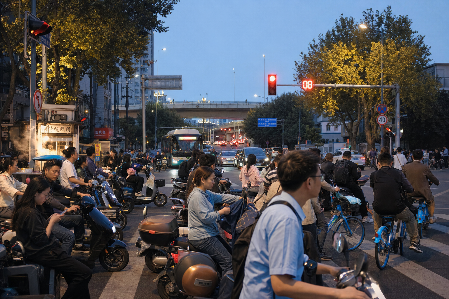 无锡下班路口最动人的，不是风景，而是每个人都知道怎么让一让 | What Moves Me Most at a Wuxi Rush-Hour Crossing Is Not the View but the Way People Yield