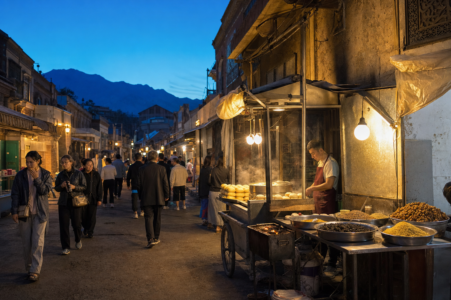 乌鲁木齐老街的灯一亮，孜然和人声就把夜晚烤热了 | Once the Old-Street Lights Came On in Urumqi, Cumin and Voices Warmed the Night