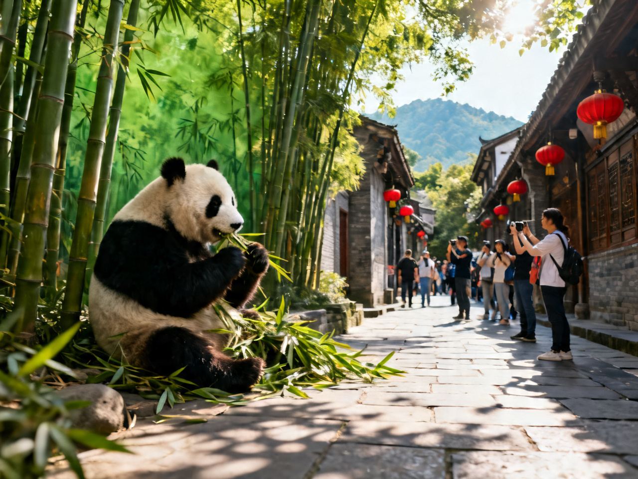 成都大熊猫与宽窄巷子
