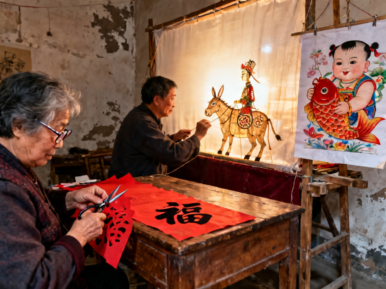 中国民间艺术：剪纸、皮影与年画 | Chinese Folk Art: Paper-Cutting, Shadow Puppets & New Year Prints