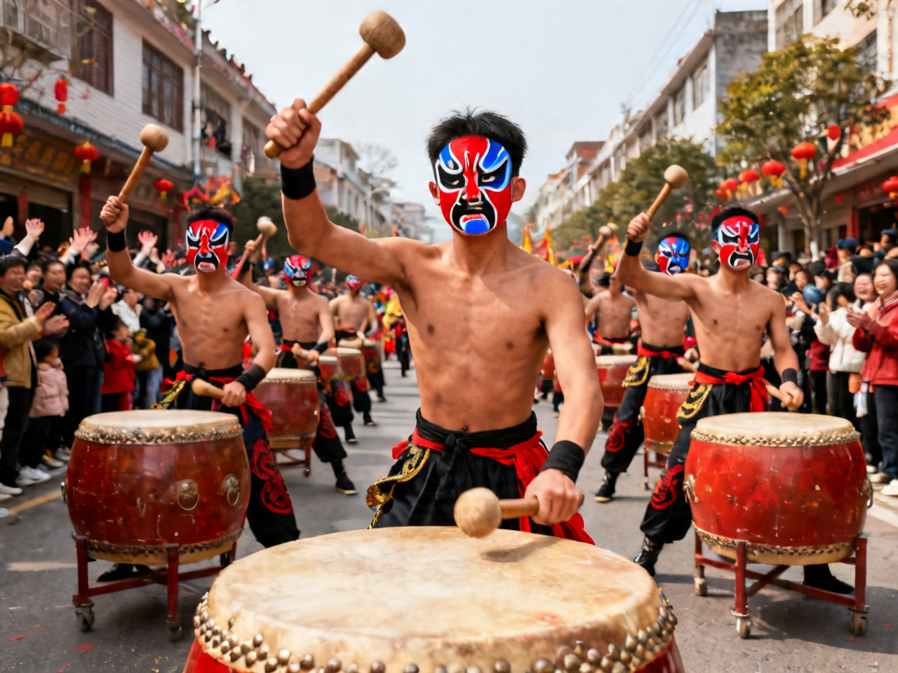 英歌舞春节街头巡游 Yingge Dance Spring Festival street parade