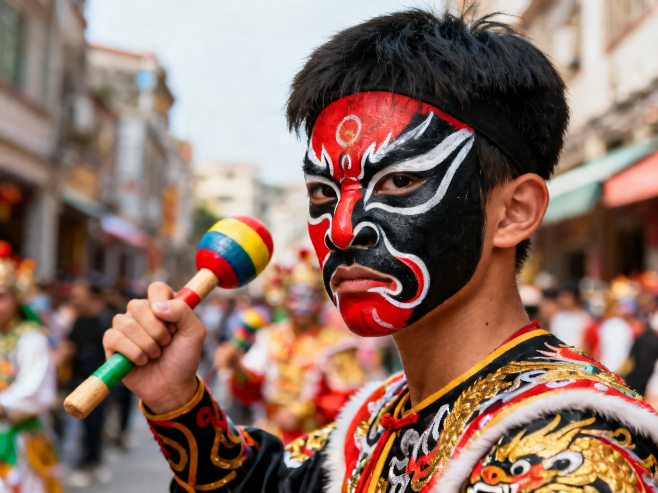 英歌舞脸谱特写 Yingge Dance face paint close-up