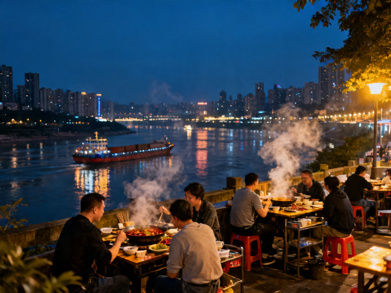 重庆南滨路凌晨露天火锅 Late-night open-air hotpot on Nanbin Road