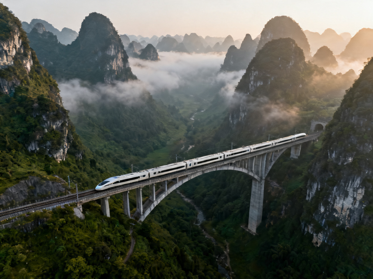 杭黄高铁途经千岛湖段 The Hangzhou-Huangshan HSR passes over Qiandao Lake