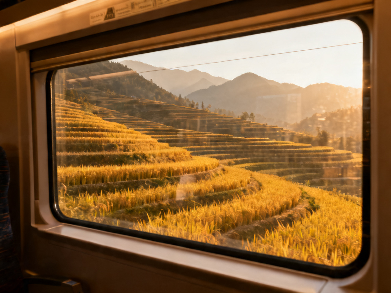 成贵高铁跨越鸭池河大桥 A bullet train crosses the Yachi River Bridge suspended above a gorge