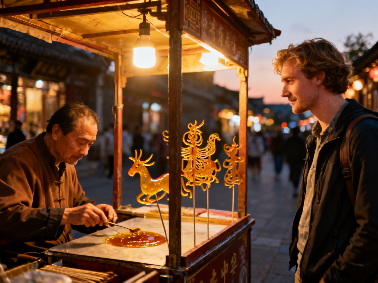 糖画摊前的几分钟,让我第一次觉得“甜”也可以被画出来 | At a Sugar Painting Stall, I Realized for the First Time That Sweetness Can Be Drawn