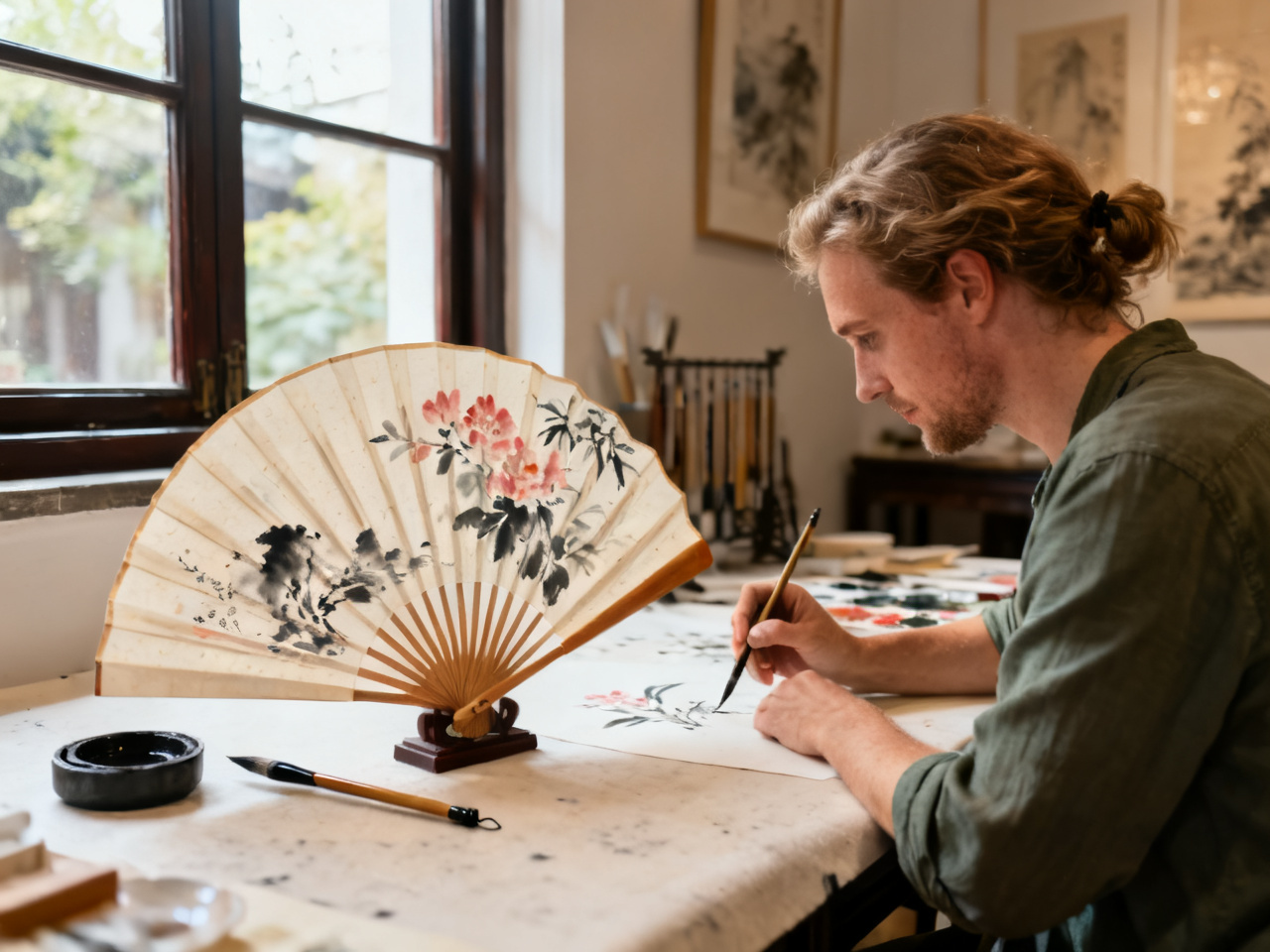 扇面书画体验:我第一次觉得“留白”也可以是一种邀请 | Fan Painting and Calligraphy: The First Time I Felt Blank Space Could Be an Invitation