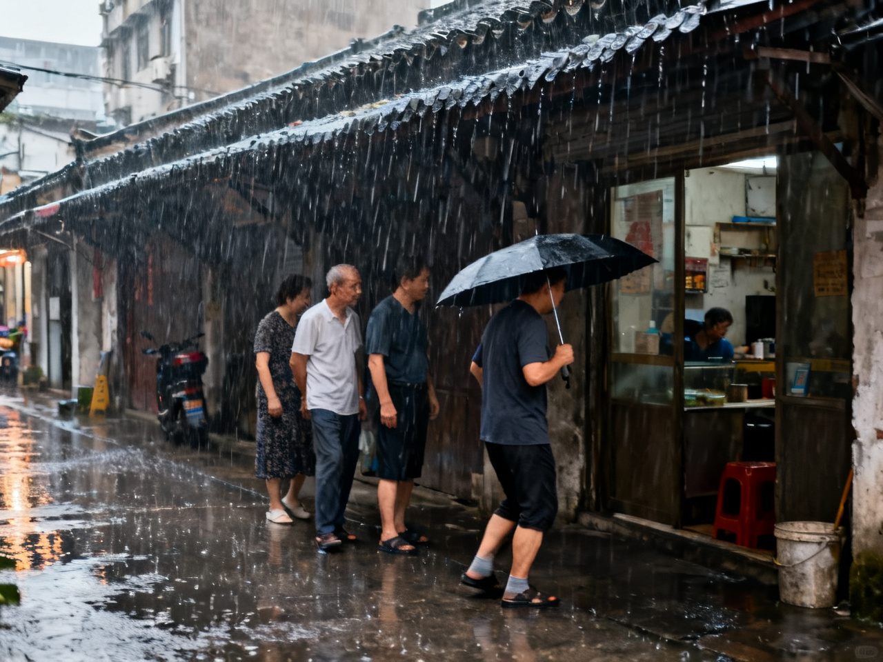 一场突来的雨,让我在中国学会把屋檐下当成一种临时公共空间 | A Sudden Rain in China Taught Me to See the Eaves as Temporary Public Space